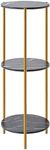 NICEME Tall Table with 3 Tiers, Round End Table Sofa Side Table, 90cm Plant Stand Indoor Plant Holder, with Black Marble Texture (Black, 3 Tier)