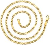 Philip Jones Men's 3mm Gold Plated Steel 20 Inch Cuban Curb Chain Necklace