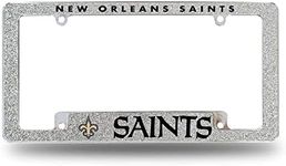 Rico Industries NFL New Orleans Saints Chrome All Over Automotive Bling License Plate Frame 12' x 6' Chrome All Over Automotive Bling License Plate Frame Design for Car/Truck/SUV