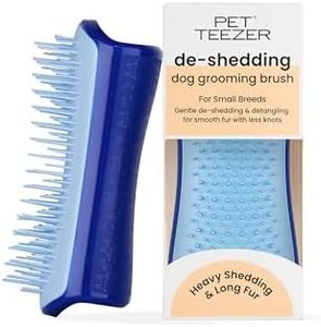 Tangle Teezer | Pet Teezer | Dual-Tier De-Shedding & Grooming Brush for Dogs | Small | Gentle Polymer Teeth | Ideal for Double-Coated Breeds | Ergonomic & Easy Clean | Navy & Sky Blue