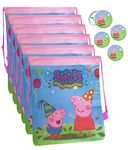 Le Delite Cartoon Pig Theme 10 Pieces Party Favor Gift Bags for Return Gifts for Girls Boys Kids, Cute Peppy Cartoon Pig Gift Bags Haversack Drawstring dori Bag Pack for Return Gifts