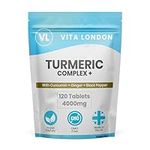 Turmeric Tablets 4000mg with Circumin, Black Pepper & Ginger | 360 High Strength Vegan Turmeric Tablets (Not Capsules or Powder) | 6 Month Daily Supply | Turmeric Supplement | Made in UK