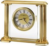 Howard Miller Athens Table Clock, Sturdy Steel Material Rectangular Polished Edges Crystal Glass, White Analog Display Roman Numerals Battery Operated Movement Best for Office & Home Decor