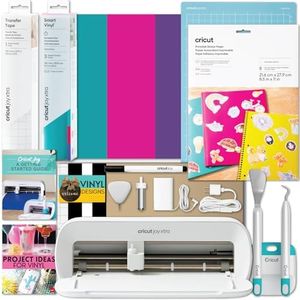 Cricut Joy Xtra Machine with Printable Sticker Paper and Vinyl Sampler Bundle - Beginner Sticker and Decal Making Kit with Cutting Machine and Tools -DIY Decor, Water Bottle Stickers and Laptop Decals