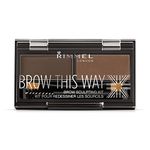 Rimmel London Brow This Way Eyebrow Powder Sculpting Kit, Groomed Finish and Ultimate Precision with Duo Compact Formula, Dark Brown