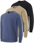 3 Pack: Men's Soft Plush Fleece Crewneck Sweatshirt - Athletic Pullover Sweater (Available In Big & Tall) Set 7, 3X