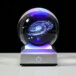 Ornalrist 3.15 Inch 3D Galaxy Planet Glass Ball with Light Lamp Astronomy Gifts Ideas for Boyfriends Kids, Science Space Universe Art Model Home Decor