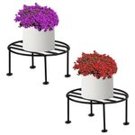 Pivalo Round Plant Stand Galvanised Metal Gamla Support Corner Rack Display Shelf Indoor & Outdoor Flower Pot Holder for Planters Home Garden Balcony Decoration (Pack of 2, Black)