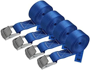 Correa de amarre cinturón de amarre con hebilla - azul - 1m 2,5m 4m 6m - diferentes cantidades resistente a 250 kg DIN EN 12195-2, 4 piezas 2.5 cm x 2.5 m
