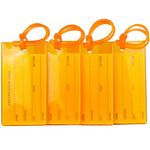 4-Pack Luggage Tags for Suitcases | Travel Tags for Luggage | Bag Tags | Flexible Travel ID | Luggage Labels for Suitcases, Baggage & Bags | Orange Luggage Tags