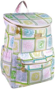 Lilly Pulitzer Insulated Backpack Cooler Large Capacity, Green Portable Soft Cooler Bag for Picnics, Beach, Pool, Hiking, Sun Tiles Home