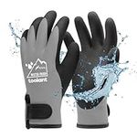 100% Waterproof Gloves for Men and Women, Winter Work Gloves for Cold Weather, Thermal Insulated Freezer Gloves, Touch Screen, With Grip, Grey, Small