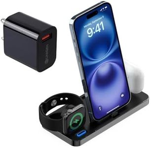 UNIGEN® Unidock 100 3in1 Foldable Charging Station [with Adapter] Compatible with iPhone 14/13/12/11/11 Pro/11 Pro Max/X/Xr/Xs/8 Plus Other Qi Devices, iWatch 9/8/SE/8/7/6/5/4/3/2/1 Pods 1/2/Pro/3