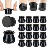 Aneaseit Chair Leg Floor Protectors - 16 pcs Black - Felt Bottom Silicone Pads for Hardwood Floors & Furniture Feet - Rubber Caps for Chairs - Large