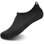 L-RUN Unisex Quick Dry Barefoot Aqua Skin Shoes Flexibler Socks for Outdoor Walk Beach Pool Water Sports Black Lines, Women's Size 12-13/Men's Size 10-11