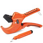 HORUSDY 2-1/2" Ratchet PVC Pipe Cutter 64mm for PEX,PVC,PPR and Plastic Hoses, SK5 Steel Blades Ratcheting Pipe Cutter Tool for Home Repairs and Plumbers