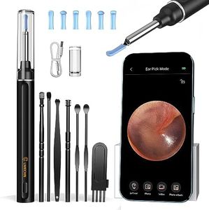 LMECHN Ear Wax Removal Camera Ear Cleaner, Wireless Visual Ear Camera with WiFi, Earbud Cleaning Kit for Ears, Nose, Skin, Pets, Loved Ones, Gift, Black…