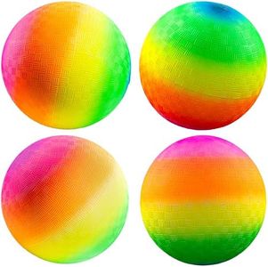 Bedwina Rainbow Playground Balls - 8.5Inch (Pack of 48) Rubber Bouncy Inflatable Balls for Kids and Adults, Indoor and Outdoor Games, Kickball, Dodgeball, Four Square, Dodge Ball, Handball