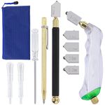 Swpeet 11Pcs 2mm-20mm Glass Cutter Pistol Grip and Ergonomic Grip Tungsten Carbide Glass Cutting Tools with Oil Dropper and Pen Glass Cutter Assortment Kit, Professional Stained Glass Cutting Tool