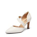 DREAM PAIRS Women's High Heels Pumps Dress Closed Pointed Toe Comfortable D'Orsay Pumps Shoes for Work Office Wedding Dancing,Size 10,White-pu,SDPU2350W