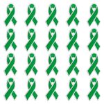 WANDIC 20 Pcs Green Ribbon Patch, Decorative Patches Iron on Transfer for T-Shirt Jean Pillow Cover DIY Decorations for Liver Mental Health Awareness