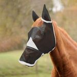 Hilltown Horse Fly Mask with Nose Cover - Large Eye Space, Full Face UV-Block, Breathable Fabric, Adjustable Fit, Durable & Polar Fleece Trim, Horse Fly Mask for Hot or Bug-Heavy Areas - Full, Grey