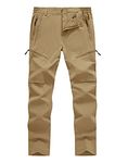 YSENTO Men's Cargo Hiking Pants Water Resistant 6 Zipper Pockets 4-Way Stretchy Quick Dry Work Golf Pants Khaki Size 34