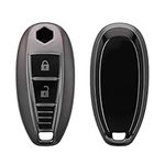 kwmobile Key Cover Compatible with Suzuki Sport 2 Button Car Key Keyless Go - Soft TPU Car Key Fob Protector Case - Black Matte/Black