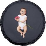 CottonFry Baby Cotton Play Mat Soft Crawling Mat Detachable Washable Game Blanket Floor Playmats Kids Infant Child Activity Round Rug (Dark Grey, 30" Round)