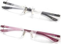 Qi Song Rimless Lightweight Readers Ultra Comfort Quality Glasses for Reading Men and Women+1.0+1.5+2.0+2.5+3.0+3.5+4.0 (2 Paris(Black+Purple), 1.0)