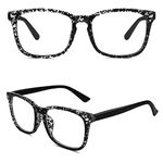 Happy Store CN82 Large Oversized Bold Frame UV 400 Clear Lens Horn Rimmed Glasses,Black Spot