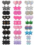 CICKEE Pasties Rave Pack, 27 Pairs Multicolor Nipple Covers Pasties Glitter Pasty Nipple Covering Boob Stickers Thin Breast Petals Collection