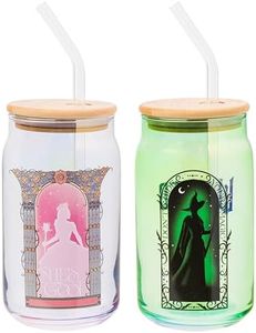 Silver Buffalo Wicked Featuring Elphaba and Glinda She's So Good and Don't Hide Your Magic 2 Pack Glass Jar Tumbler with Bamboo Lid and Glass Straw, 16 Ounces