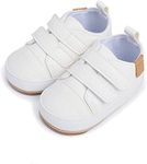 YWY Baby Boys Girls Sneakers Anti-Slip Prewalkers First Walking Shoes Walkers Fabric Upper Lace Up 12-18 Months White