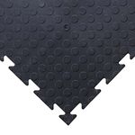 BiGDUG Essentials Interlocking Garage Floor Tile Set - 600 x 600 cm - Studded Rubber Floor Tile - Black