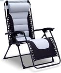 GRACIOUS MART Outdoor Textilene Adjustable Zero Gravity Folding Reclining Lounge Chair with Pillow for Poolside, Yard, Beach Camping Outdoor Easy to Store (Grey Star)