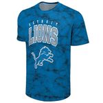 FOCO NFL Men's Officially Licensed Big Logo Wordmark Camo Performance Game Day Team Color Crewneck T-Shirt, Detroit Lions - Blue, Small