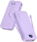 citicr Portable Charger 20000mAh PD20W w/Built-in Cables & Wall Plug Purple