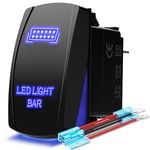 MICTUNING Led Light Bar Rocker Switch ON-OFF Led Light 20A 12V, 5pin, Blue