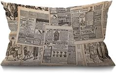 BGBDEIA French Newspaper Cushion Cover 30 x 50 cm Vintage Woman Fashion Magazine Paris Rectangle Pillow Cases Home Decorative Cotton Linen Throw Pillow Cover for Bed Sofa 12x20 Inch