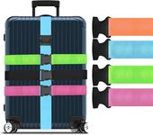 4 Pack Luggage Straps for Suitcase Straps,Personalised Luggage Straps for Suitcases with 3 Tags,Adjustable Travel Packing Secure Belt Accessory Set for Travel Bag