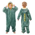 YLLSOPHAN Boys Girls Unisex Animal Pattern Cow Dinosaur Frog Koala Bunny Panda Onesie Pyjamas Sleepsuit Soft Fleece Extra Thickness (UK, Age, 5 Years, 6 Years, Regular, New Dinosaur)