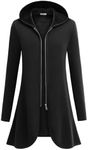 Zeagoo Women's Long Zip Up Hoodie Light Oversized Thin/Fleece Tunic Hooded Sweatshirt Jacket with Pockets