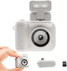 Digital Camera with 1.4 in LCD Screen 1080P 32GB Card Charging Base Monoreflexes Shaped CMOS Compact Portable Video Recorder Easy to Operate (White)