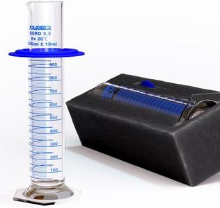 JOLABEAR 1000ML Borosilicate Glass Graduated Cylinder, Measuring Lab Cylinder with Anti-Tip Ring, Thick Glass, Secure EPE Pack for Chemistry Science Lab School Home Use
