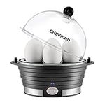 Chefman Electric Egg Cooker Boiler, Rapid Poacher, Food & Vegetable Steamer, Quickly Makes Up to 6, Hard, Medium or Soft Boiled, Poaching/Omelet Tray Included, Ready Signal, BPA-Free, Black