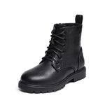 DREAM PAIRS Boys Girls Side Zipper Ankle Boots, Black/Pu, 13 Little Kid