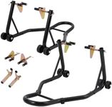 GarveeTech Motorcycle Stand Lift - 850lbs Capacity, Front/Rear Combo, Front Wheel Fork Stand, Rear U Fork Swingarm Spool Stand, Compatible With Multiple Brands of Motorcycle Style, Black