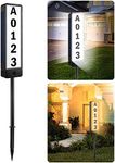 T-SUN Solar Address Sign, Vertical Address Numbers, Illuminated House Number Sign, IP65 Waterproof Warm/Cold White Lighted House Numbers for Driveway Marker Home Yard Street