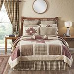 VHC Brands Cider Mill Luxury Reversible King-Size Quilt, Tan & Red, 120x105